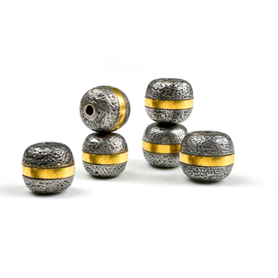 巴赫工作室国家非遗铁翦金工艺一线药师珠老型无纹陨铁24k金手串