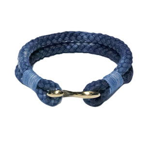 【S勾手绳】蓝染手工编织棉麻纯银复古男女手链情侣手环潮牌礼物