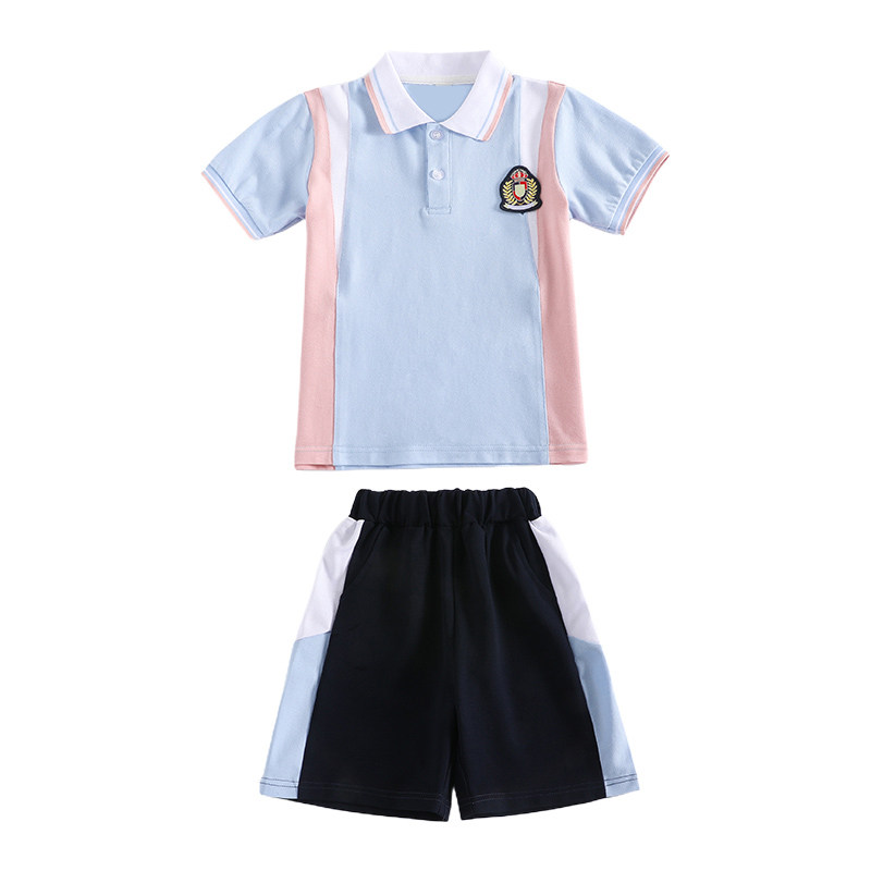 幼儿园园服夏装短袖纯棉英伦风儿童班服套装毕业服小学生校服夏季
