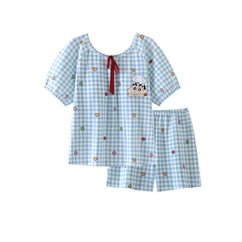 夏季卡通可爱小新女生短袖睡衣