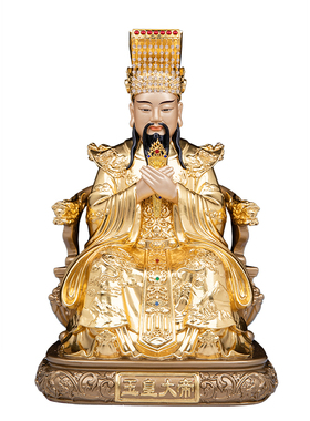 玉帝王母铜像家用供奉贴金中式铜彩祝福摆件玉皇大帝王母娘娘神像