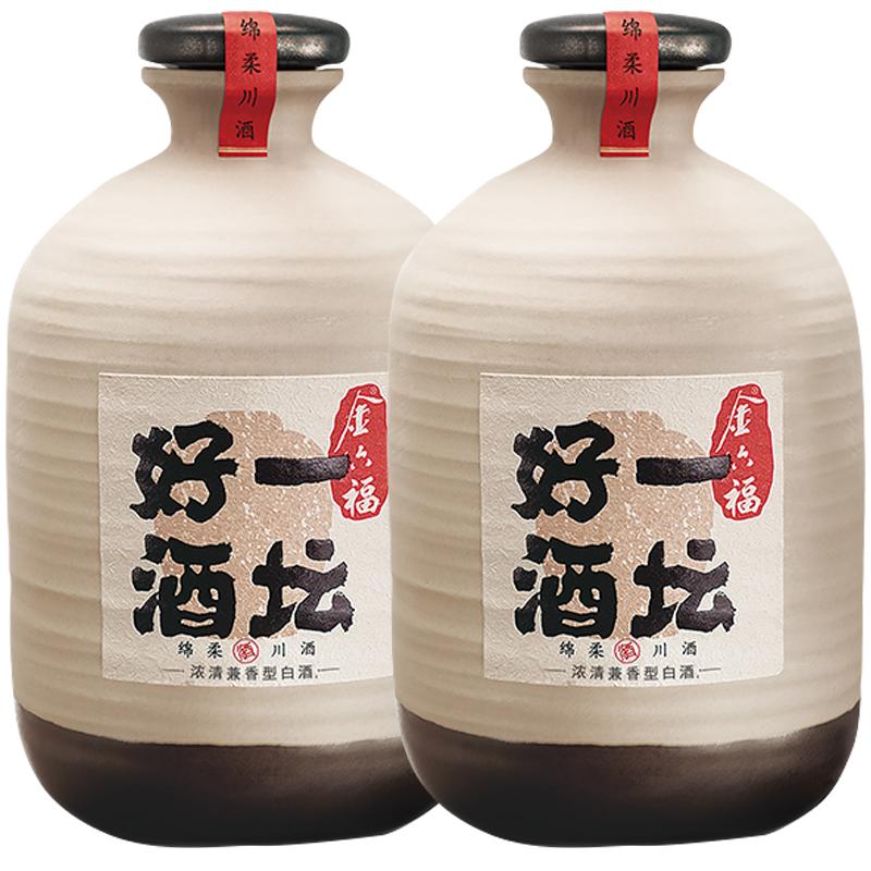 金六福一坛好酒40度8浓清兼香型白酒2017年老酒500ml*4坛整箱