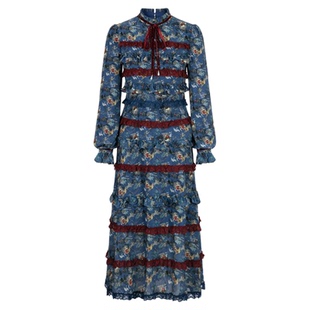 LULUALWAYS【商场同款】25秋季新款复古优雅田园长袖蛋糕裙连衣裙