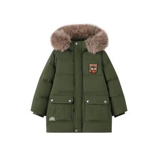 【大绒帽派克服】TeenieWeenieKids小熊男女童装25冬三防羽绒服