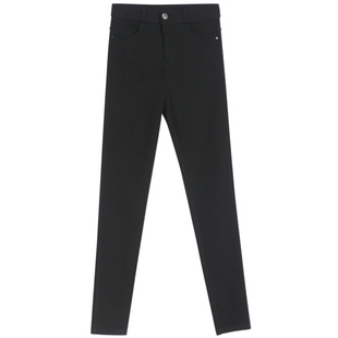 八分小个子打底裤女外穿秋冬加绒高腰紧身弹力九分小脚铅笔小黑裤