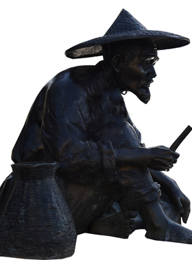 姜子牙雕像渔翁垂钓城市广场铸铜