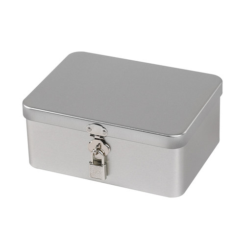 简约小型盒子可上挂锁铁皮小箱子学生桌面手机杂物储物盒钥匙铁盒