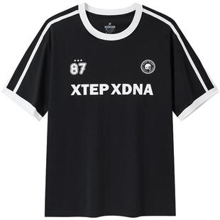 特步复古棉T男女同款新款夏季上衣美式冰丝T恤情侣半袖运动短袖