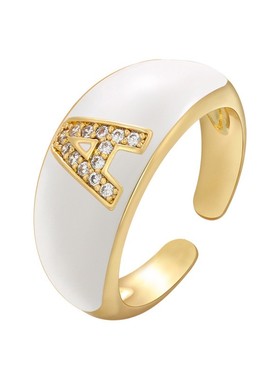 欧美风辣妹白色滴油微镶字母戒指