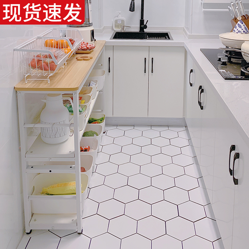 厨房置物架落地多层多功能切菜桌微波炉收纳架储物台柜子极窄边柜