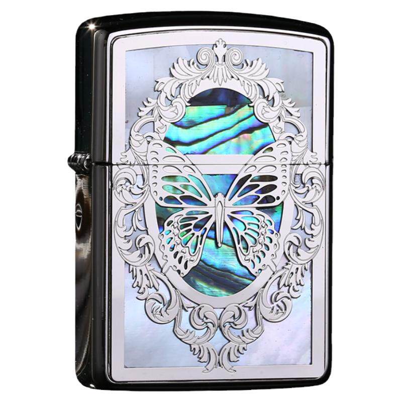 Zippo双面贝壳蝴蝶打火机正品