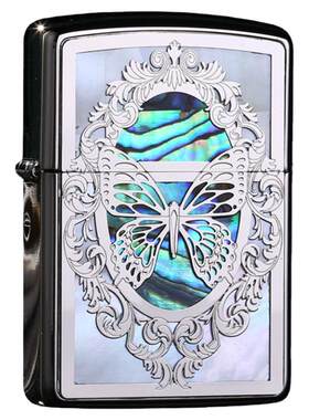 Zippo双面贝壳蝴蝶打火机正品