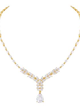 唯曼经典锆石铜常规链女结婚项链