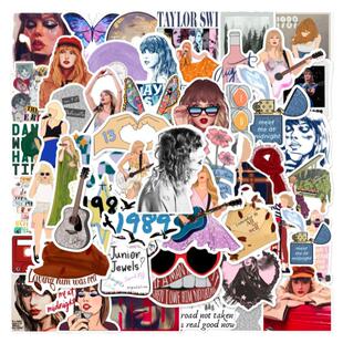 50张歌手Taylor Swift泰勒斯威夫特霉霉贴纸演唱会周边手账diy创意卡通水杯笔记本电脑手机平板吉他防水贴画