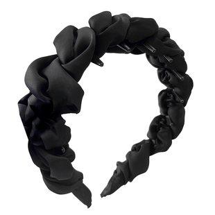 黑色网纱波浪带齿发箍女高级感日常外戴洗脸压发卡高颅顶防滑头箍