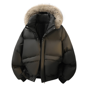 SWAMP AREA美式可拆卸毛领棉衣男冬季款加厚保暖连帽面包棉袄外套