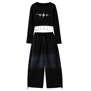 少儿爵士舞潮服女童时髦露脐长袖jazz舞蹈服韩舞街舞走秀表演出服