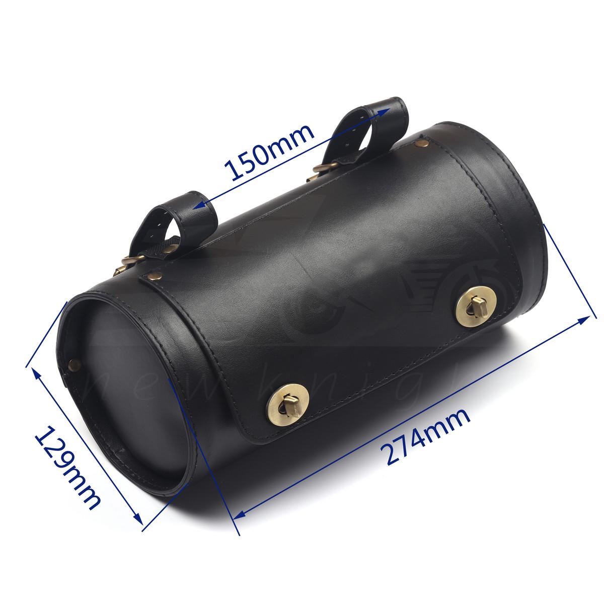 摩托电动踏板街车通用改装防水复古车头后尾座圆筒桶皮革挂箱边包