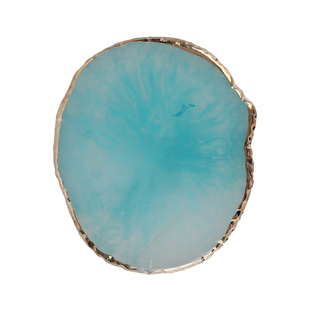 美甲调色板玛瑙石金色圆边裂纹装饰品展示版彩绘大理石椭圆树脂