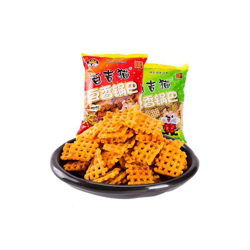 百吉猫豆香锅巴陕西特产麻辣味孜然休闲老式锅巴网红解馋零食爆款