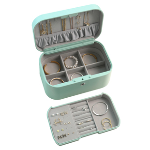 首饰盒收纳盒高档精致密码锁黄金指纹保险箱首饰盒手饰饰品收纳盒