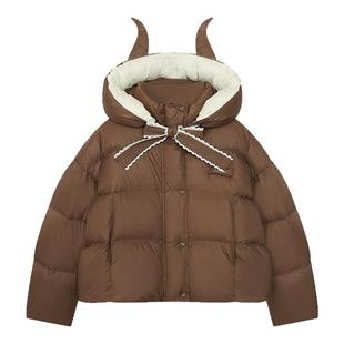 【商场同款】LALABOBO25年冬新款鸭绒外套女可爱蝴蝶结保暖羽绒服