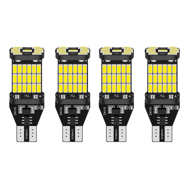 12V汽车LED解码超亮白光倒车灯T15灯泡高位刹车灯尾灯W16W中插泡