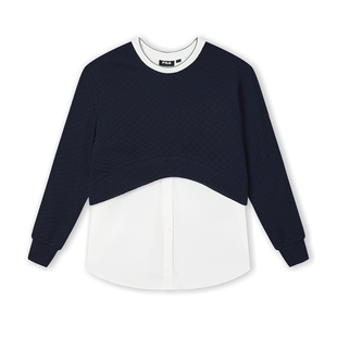 FILA Emerald斐乐女子女装上衣2024冬新款时尚休闲舒适假两件卫衣