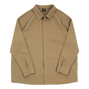 韦恩泽维尔华夫格衬衫男大码加肥加大秋季潮胖子打底长袖衬衣7948