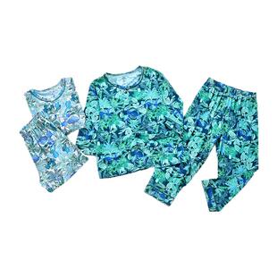 威奇猫夏款莫代尔男童亲子款家居服睡衣套装可外穿夏日椰林