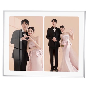 定制结婚照相框摆台加婚纱照做成两宫格相框冲印洗结婚照相片相框