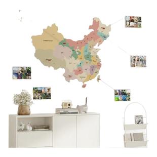 毛毡中国地图旅行足迹打卡照片墙软木地图标记墙创意客厅墙面装饰