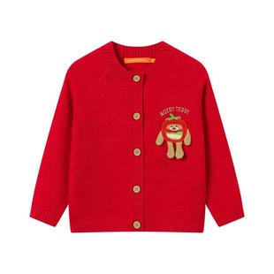 NOISY TEDDY 26年春新款时尚潮流可爱熊儿童长袖开衫毛衫简约百搭