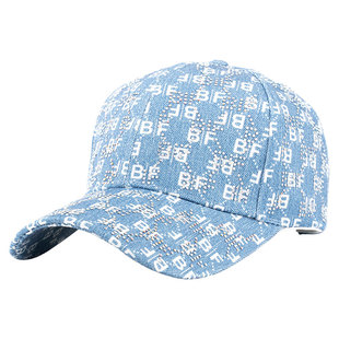 半硬顶帽子女设计感小众水钻鸭舌帽ins潮牌水洗牛仔棒球帽男韩版