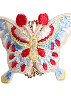 新中式刺绣发扣宝相花蝴蝶纹