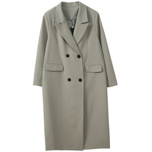 2026春款胖莹莹大码女装胖mm韩版英伦小众长款风衣过膝西服外套