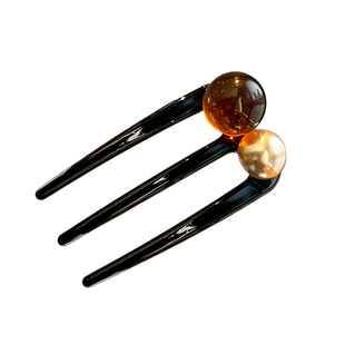 丸子头盘发神器2026新款高级感三齿珠珠发簪女高级感发钗簪子头饰