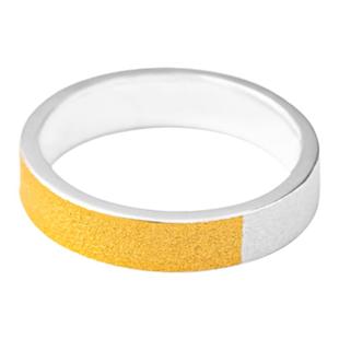 纯银轻奢情侣对戒简约闭口金包银小众原创设计尾戒情人节礼物定制