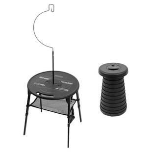 山趣户外折叠椅子桌子一体战术小圆桌便携轻量化可调节高度露营桌