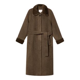 PSALTER诗篇时尚水貂领拼接袖口长款双面毛呢大衣外套冬款