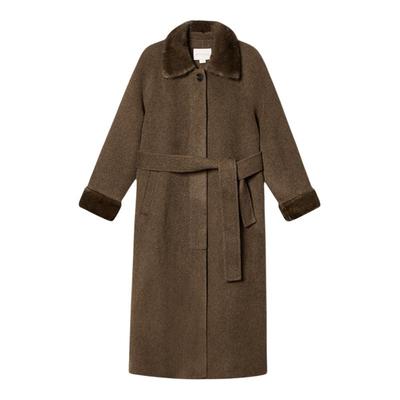 PSALTER诗篇时尚水貂领拼接袖口长款双面毛呢大衣外套冬款