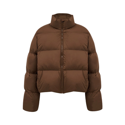 ARMII肯豆风短款羽绒服女冬季90白鸭绒立领面包服外套奶包棕色厚