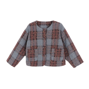 小O宝Okids童装 宝宝法式小香风套装女加绒女童富家千金毛呢套装