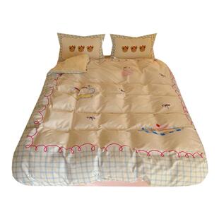 蜜糖梦想家|甜妹少女心纯棉四件套樱桃小熊格子全棉床品1.8m床笠