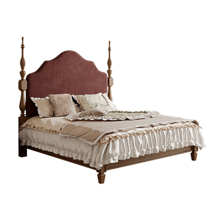 大司马 法式复古全实木白蜡木榉木双人床1.85米美式高端主卧床