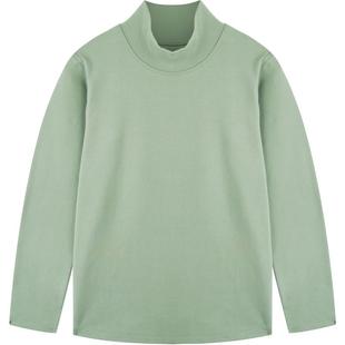 euv 儿童半高领打底衫女童白色长袖中领黑色上衣男童内搭纯棉秋衣