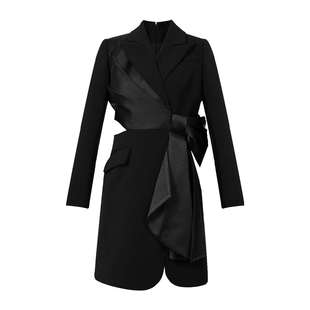 休闲通勤超好看职业西装连衣裙女正装西服蝴蝶结设计小个子小黑裙