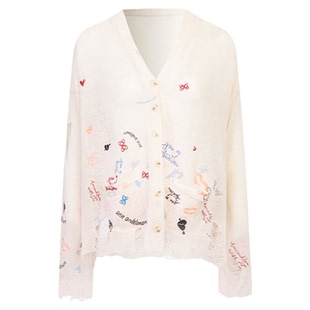 ANN ANDELMAN   25秋冬女士涂鸦印花针织开衫银泰百货 301286