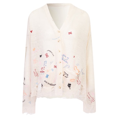 ANN ANDELMAN   25秋冬女士涂鸦印花针织开衫银泰百货 301286