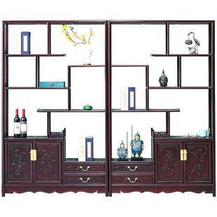 贡艺名居赞比亚血檀博古架中式实木书架非洲小叶紫檀多宝阁茶叶架